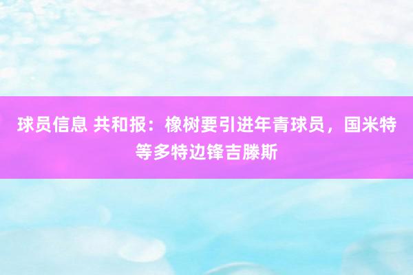 球员信息 共和报：橡树要引进年青球员，国米特等多特边锋吉滕斯