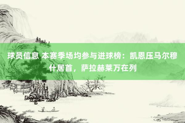 球员信息 本赛季场均参与进球榜：凯恩压马尔穆什居首，萨拉赫莱万在列