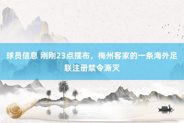 球员信息 刚刚23点摆布，梅州客家的一条海外足联注册禁令澌灭