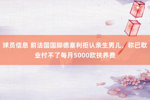 球员信息 前法国国脚德塞利拒认亲生男儿，称已歇业付不了每月5000欧扶养费