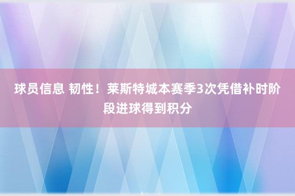 球员信息 韧性！莱斯特城本赛季3次凭借补时阶段进球得到积分