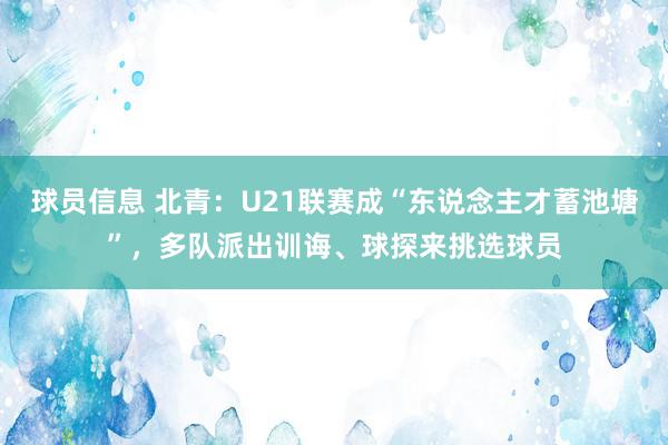 球员信息 北青：U21联赛成“东说念主才蓄池塘”，多队派出训诲、球探来挑选球员