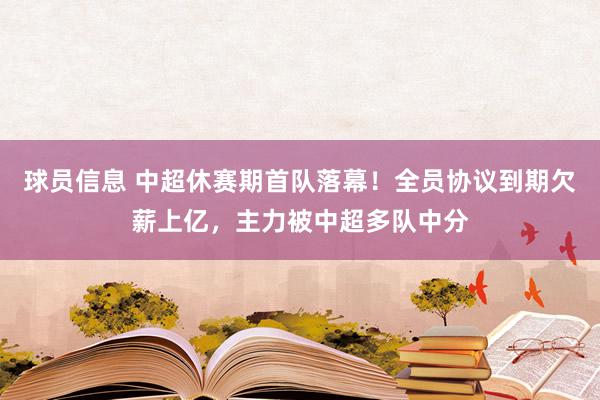 球员信息 中超休赛期首队落幕！全员协议到期欠薪上亿，主力被中超多队中分